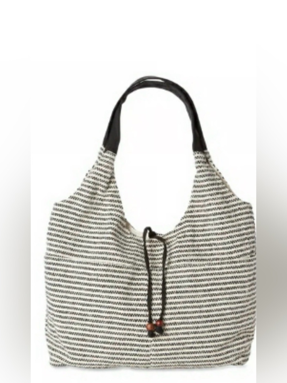 TIME AND TRU Striped Black & White Hobo Tote - Unbranded
